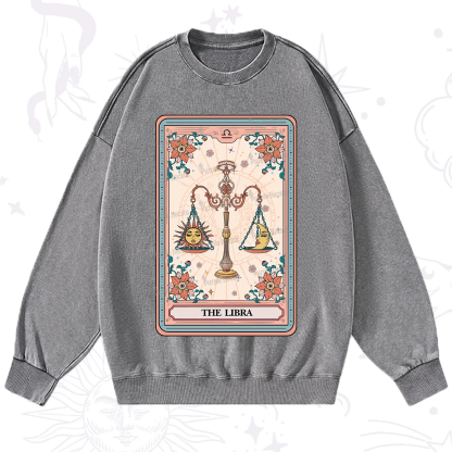 Purplehecate The Libra Tarot Card Washed Sweatshirt