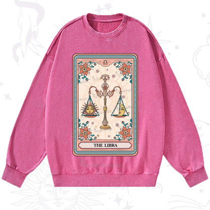 Purplehecate The Libra Tarot Card Washed Sweatshirt