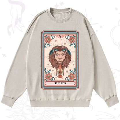 Purplehecate The Leo Tarot Card Washed Sweatshirt