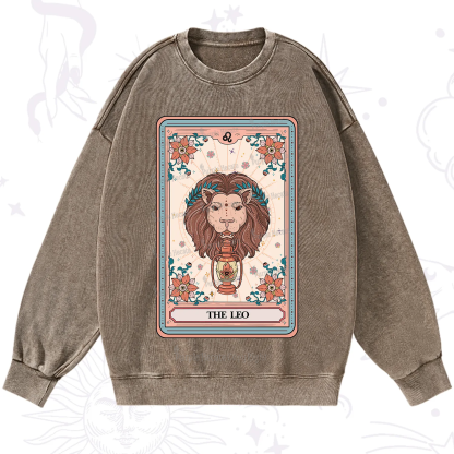 Purplehecate The Leo Tarot Card Washed Sweatshirt