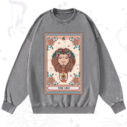Purplehecate The Leo Tarot Card Washed Sweatshirt