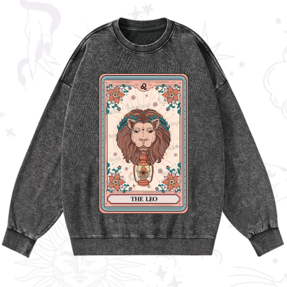 Purplehecate The Leo Tarot Card Washed Sweatshirt