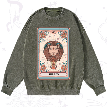 Purplehecate The Leo Tarot Card Washed Sweatshirt