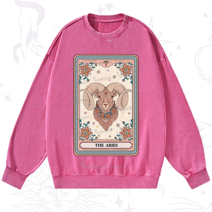 Purplehecate The Aries Tarot Card Washed Sweatshirt