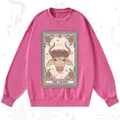 Purplehecate The Taurus Tarot Card Washed Sweatshirt
