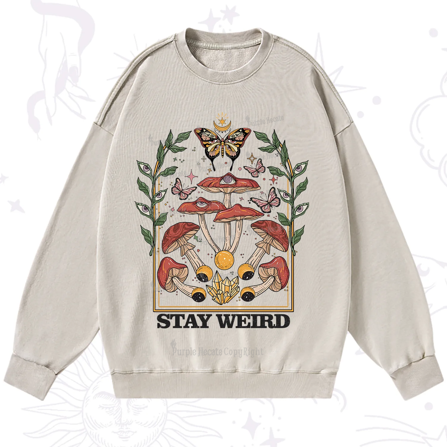 Purplehecate Stay Weird Washed Sweatshirt