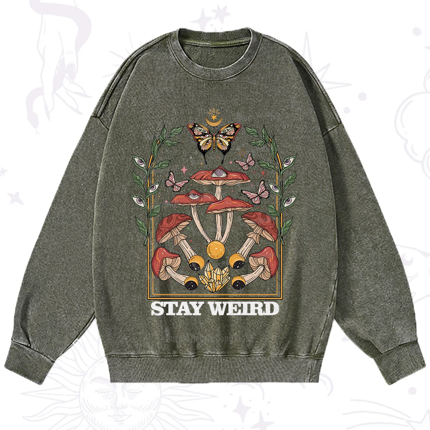 Purplehecate Stay Weird Washed Sweatshirt