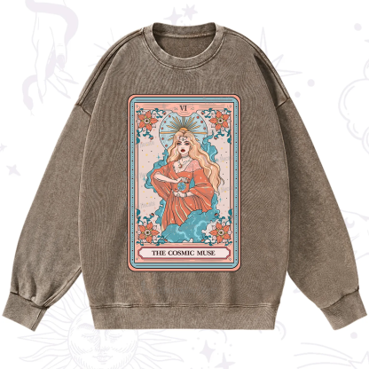 Purplehecate The Cosmic Muse Tarot Card Washed Sweatshirt