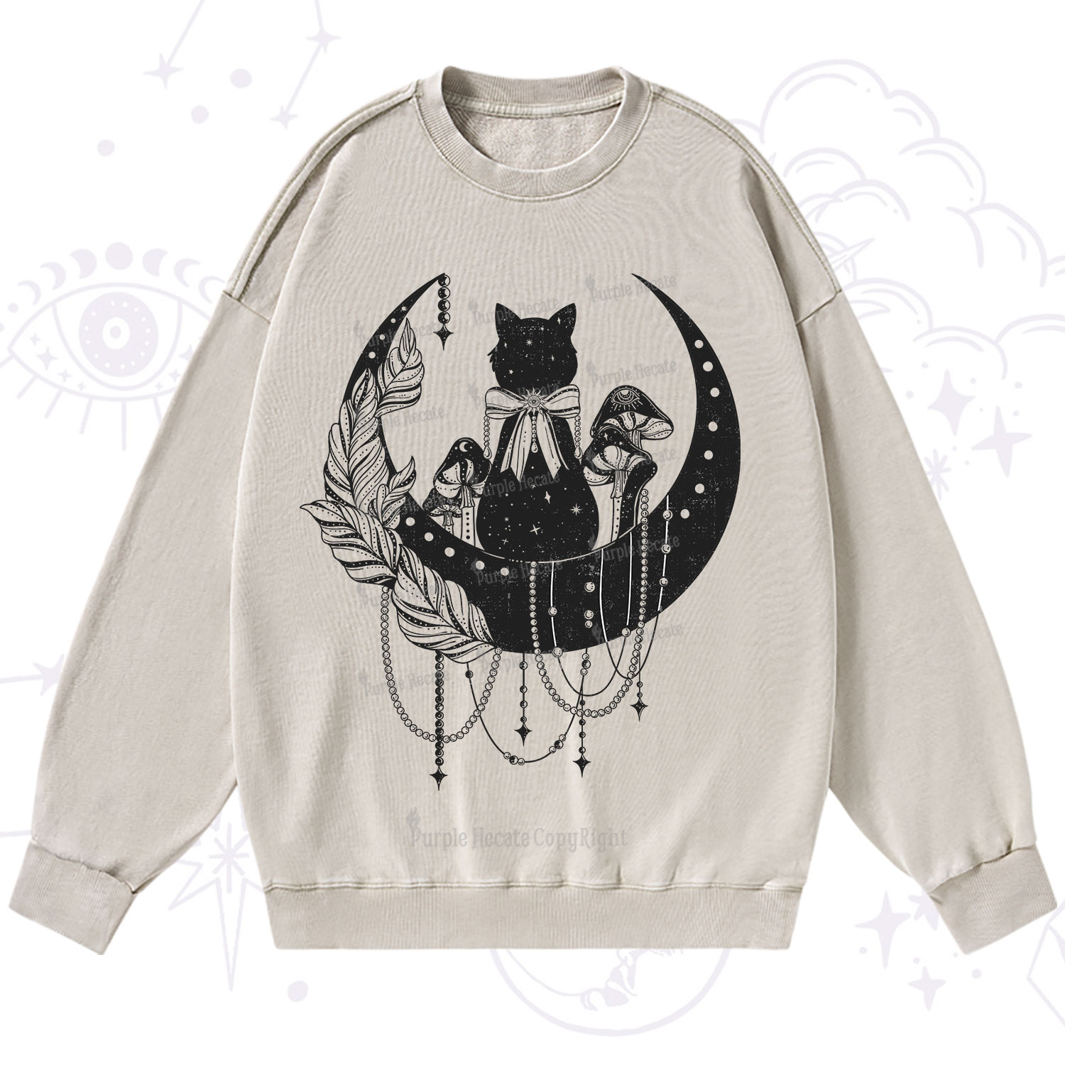 Purplehecate Hecate's Triple Moon Washed Sweatshirt