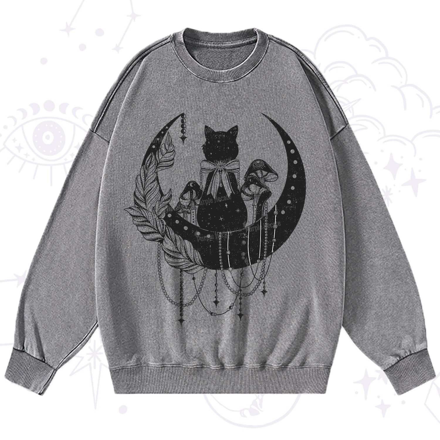 Purplehecate Hecate's Triple Moon Washed Sweatshirt