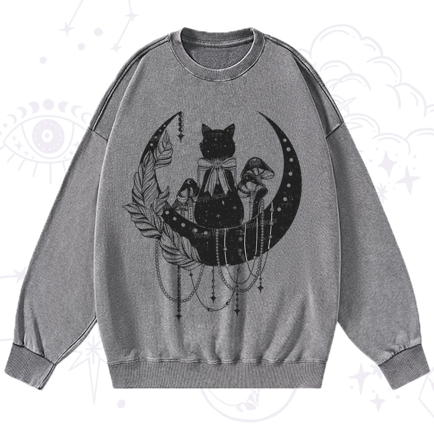 Purplehecate Hecate's Triple Moon Washed Sweatshirt