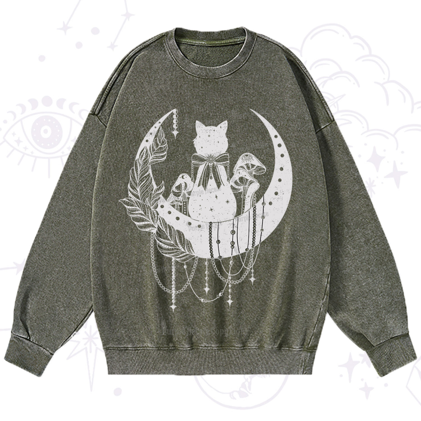 Purplehecate Hecate's Triple Moon Washed Sweatshirt
