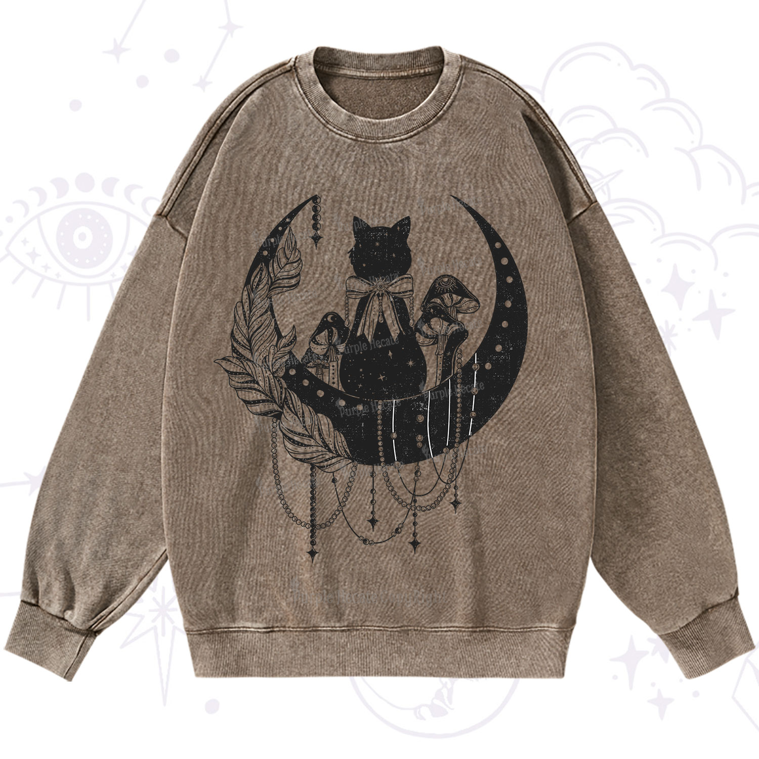 Purplehecate Hecate's Triple Moon Washed Sweatshirt