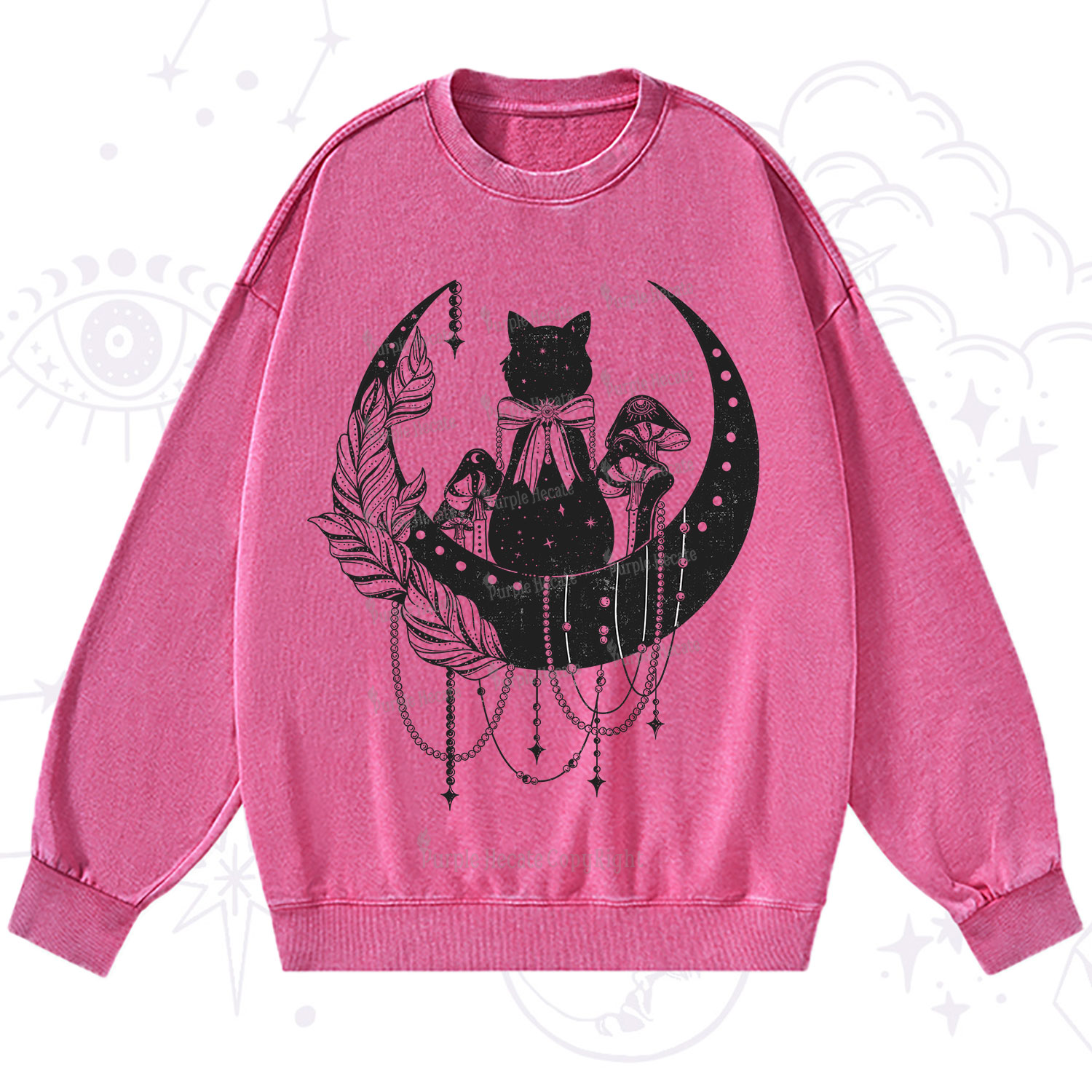Purplehecate Hecate's Triple Moon Washed Sweatshirt