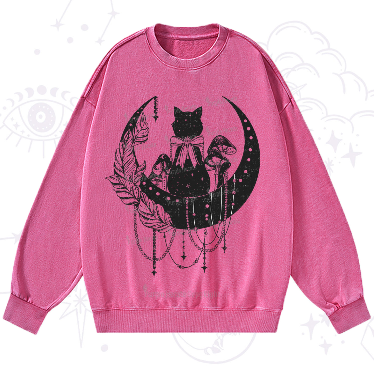 Purplehecate Hecate's Triple Moon Washed Sweatshirt