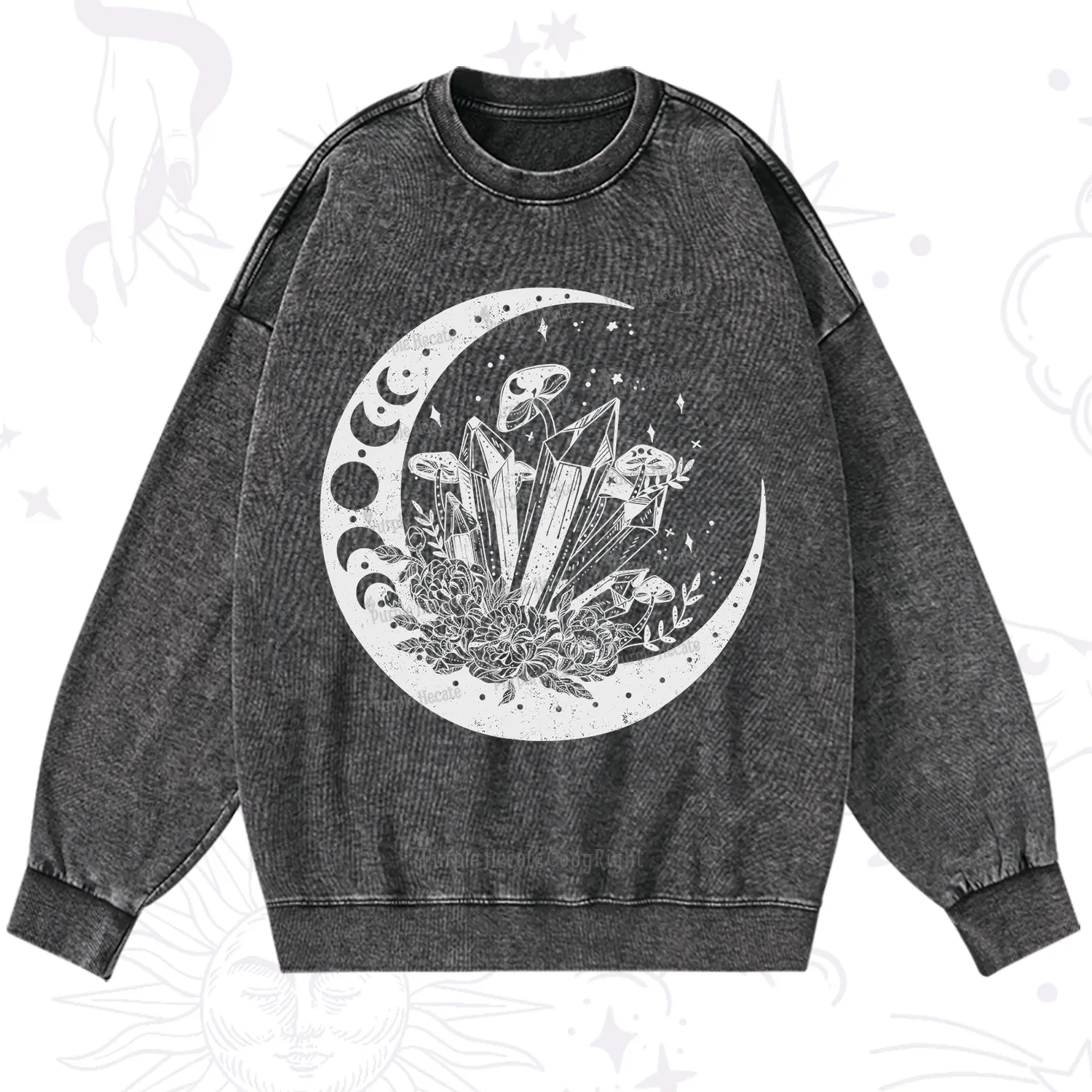 Purplehecate Moonshine and Crystal Washed Sweatshirt