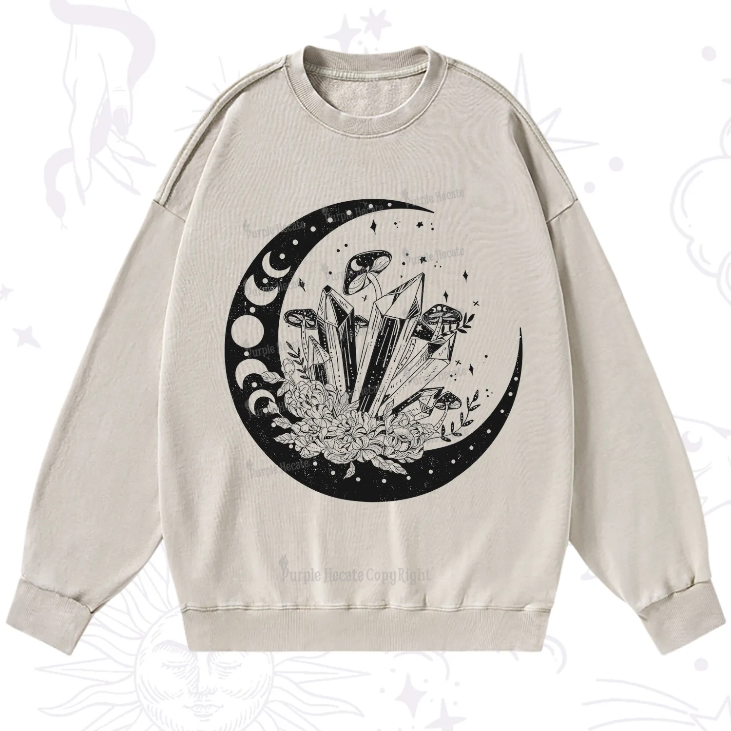 Purplehecate Moonshine and Crystal Washed Sweatshirt
