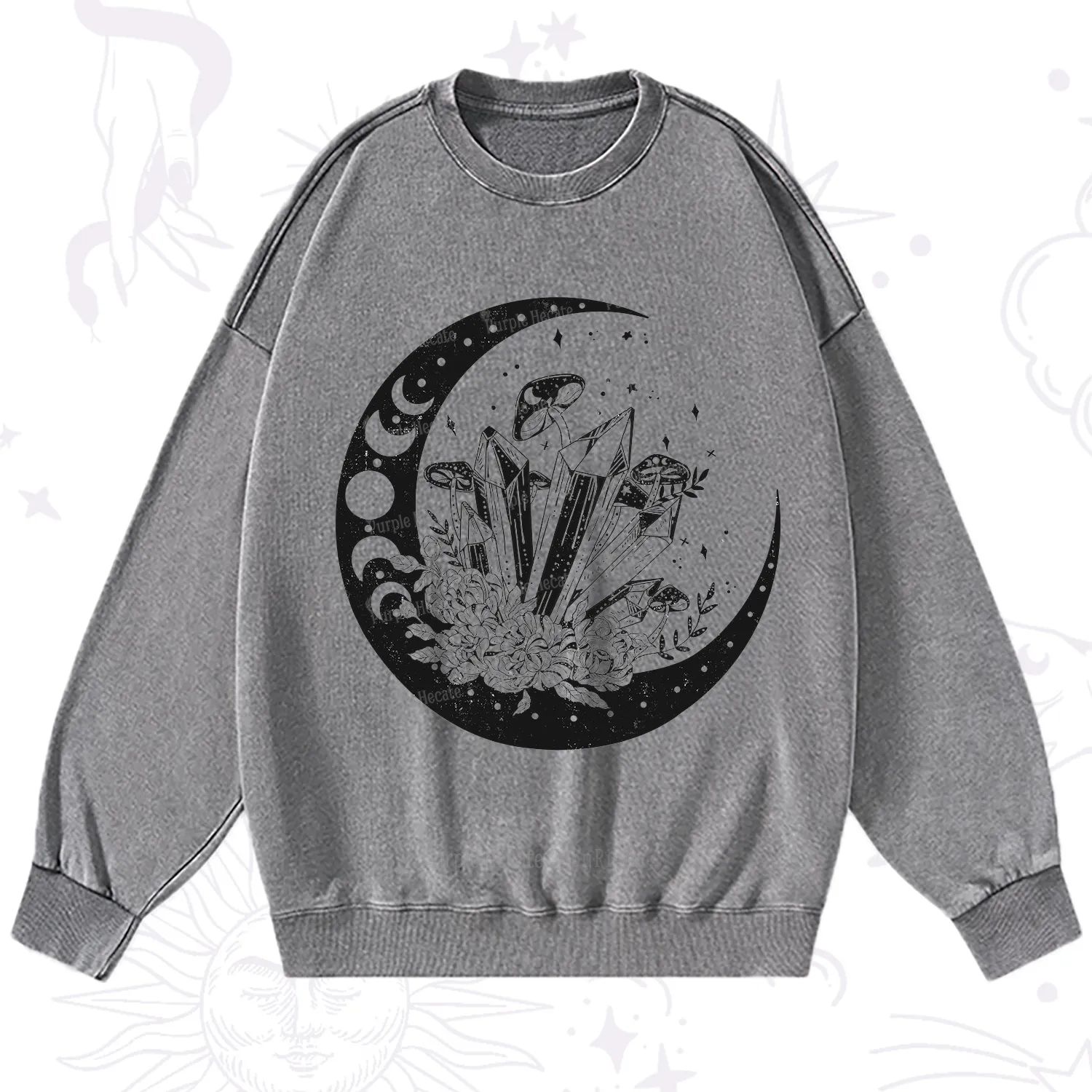 Purplehecate Moonshine and Crystal Washed Sweatshirt