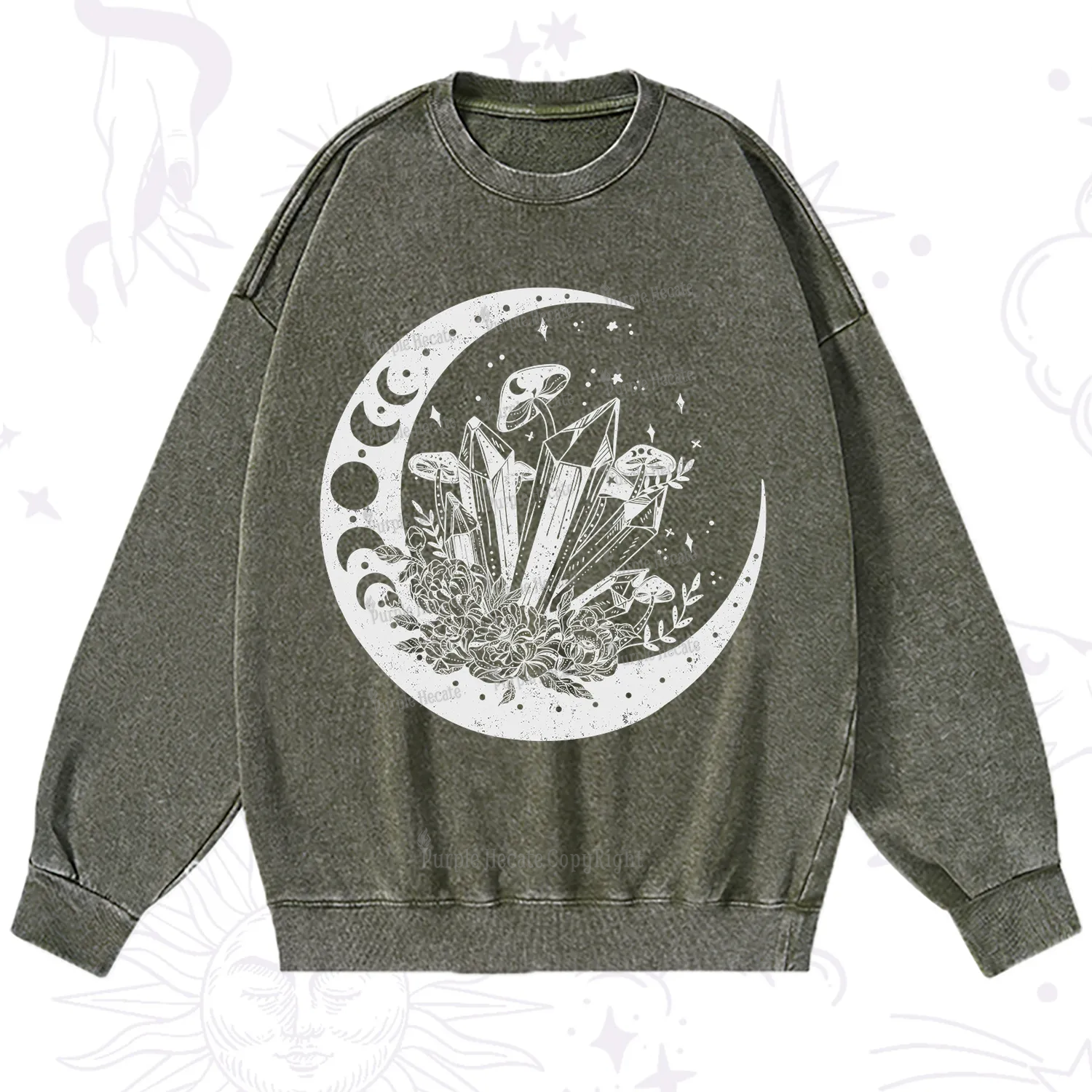 Purplehecate Moonshine and Crystal Washed Sweatshirt