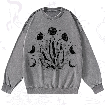 Purplehecate Crystals and Moon Phases Washed Sweatshirt