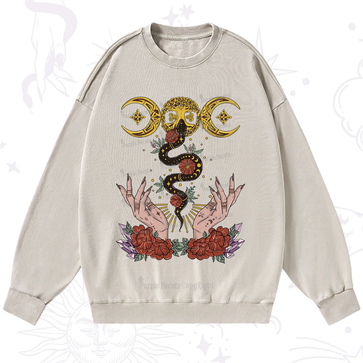 Purplehecate Lunar Bloom Washed Sweatshirt