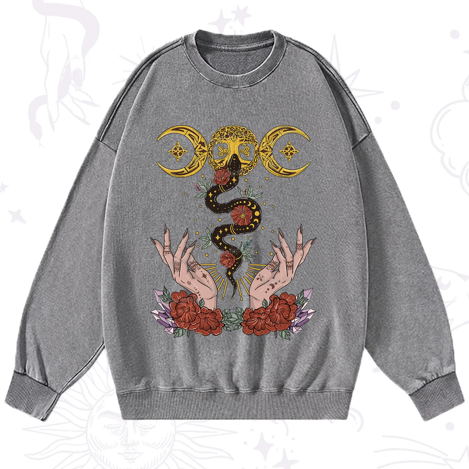 Purplehecate Lunar Bloom Washed Sweatshirt