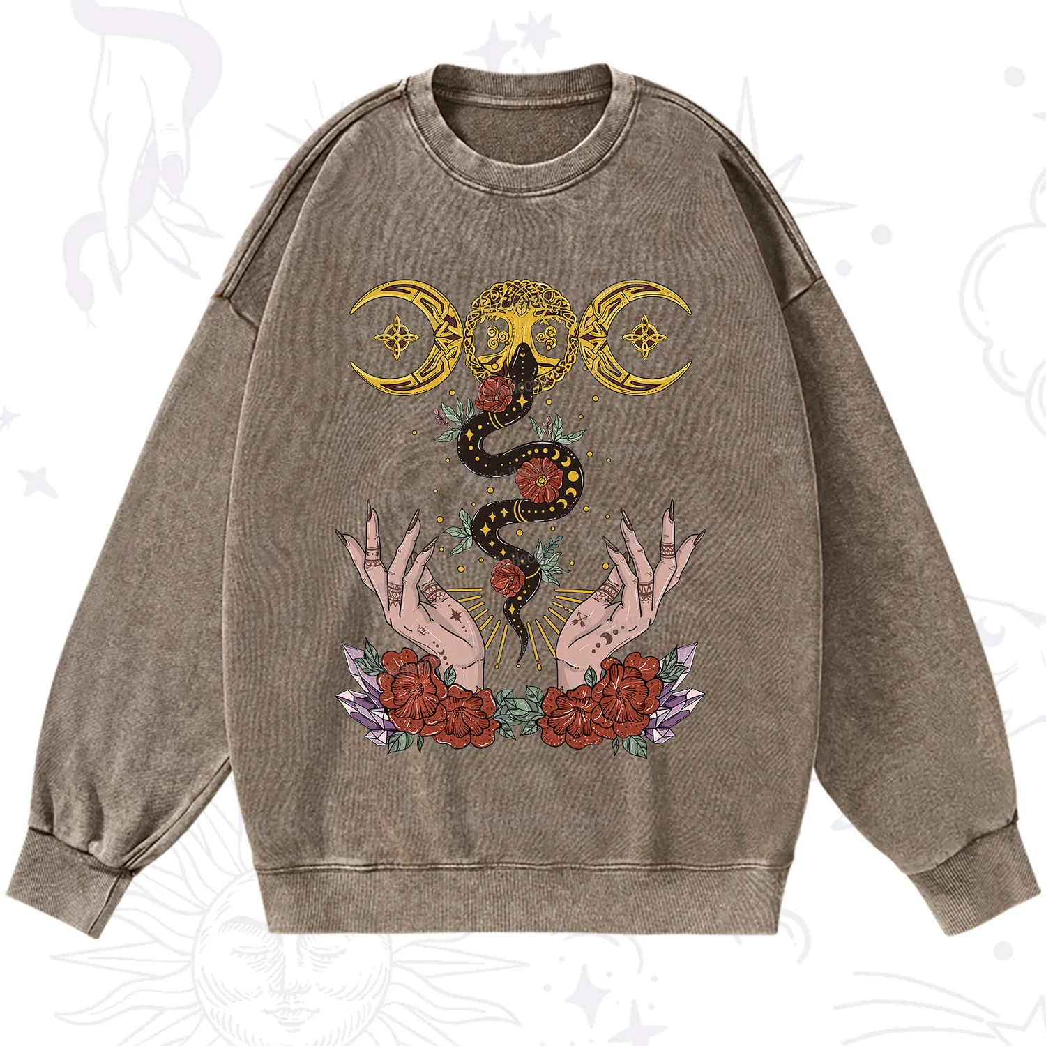Purplehecate Lunar Bloom Washed Sweatshirt