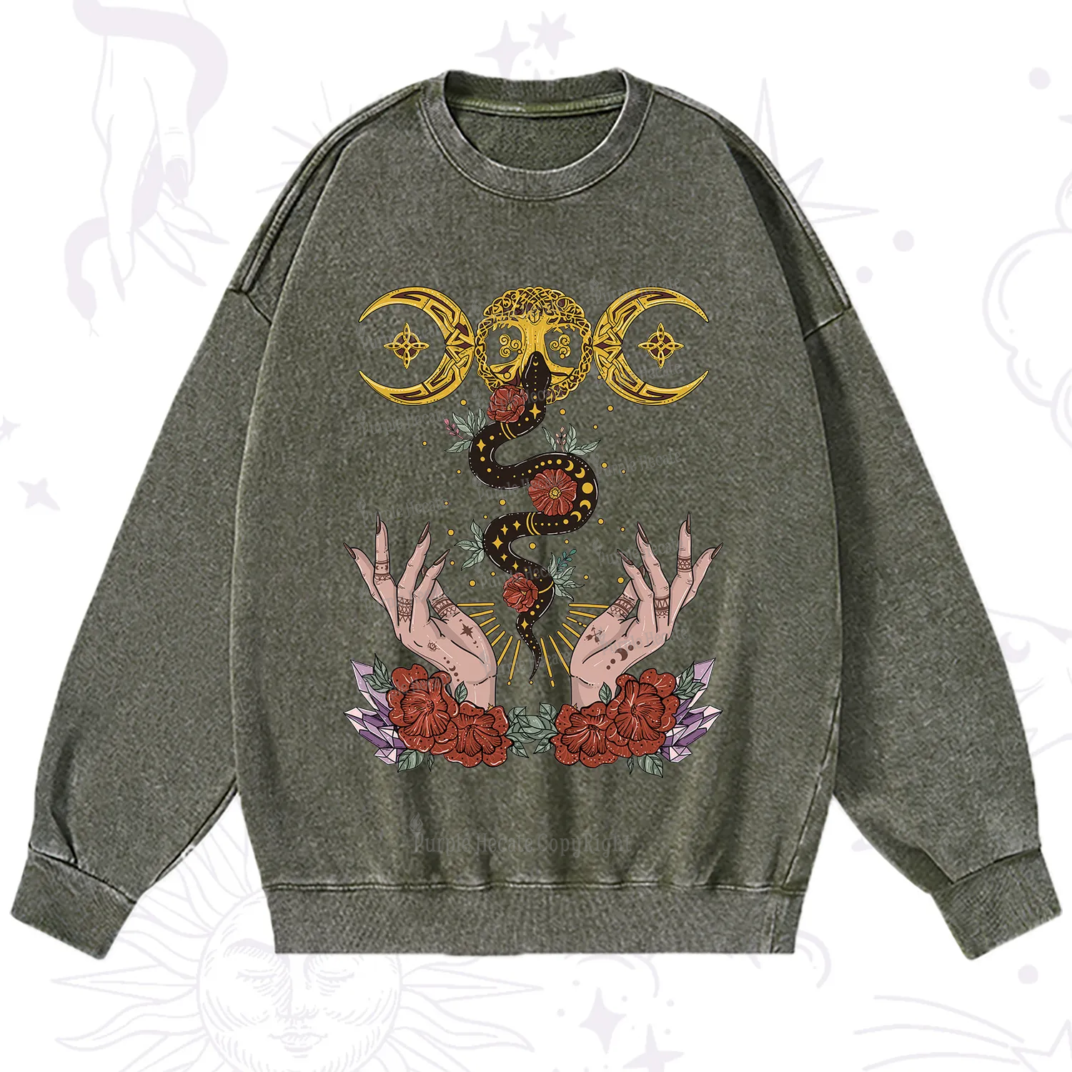 Purplehecate Lunar Bloom Washed Sweatshirt