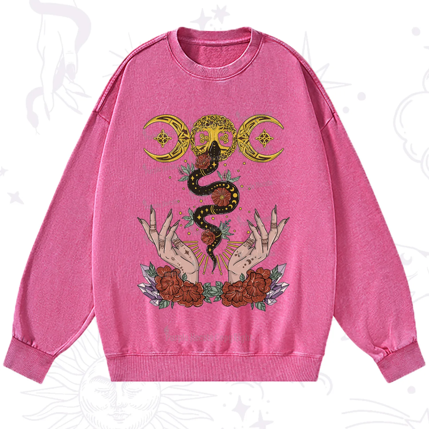 Purplehecate Lunar Bloom Washed Sweatshirt