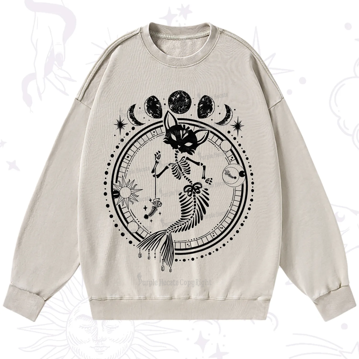 Purplehecate Purr-maid Prophecy Washed Sweatshirt