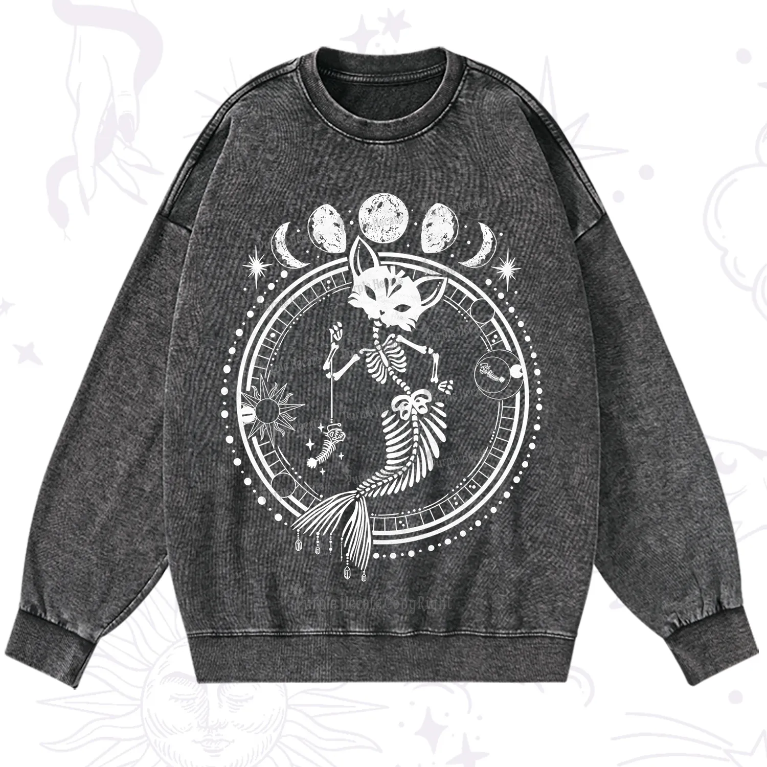 Purplehecate Purr-maid Prophecy Washed Sweatshirt