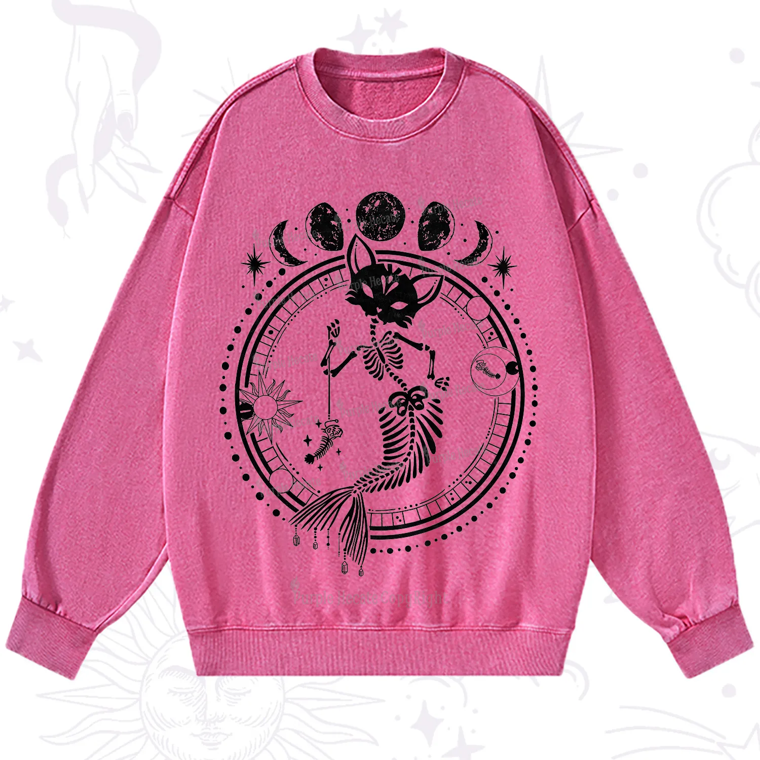 Purplehecate Purr-maid Prophecy Washed Sweatshirt