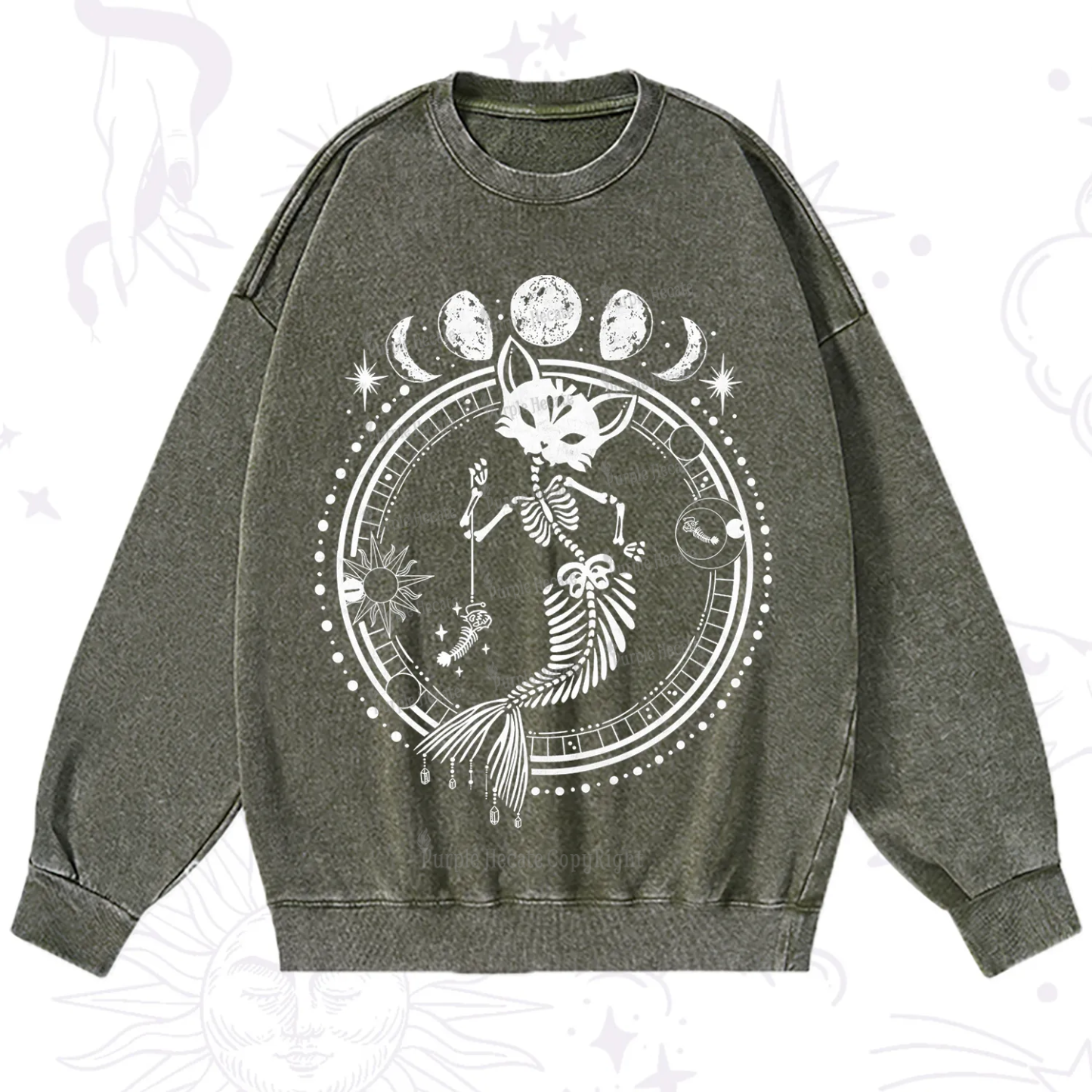 Purplehecate Purr-maid Prophecy Washed Sweatshirt