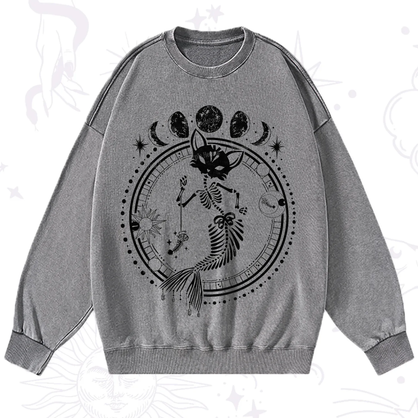 Purplehecate Purr-maid Prophecy Washed Sweatshirt