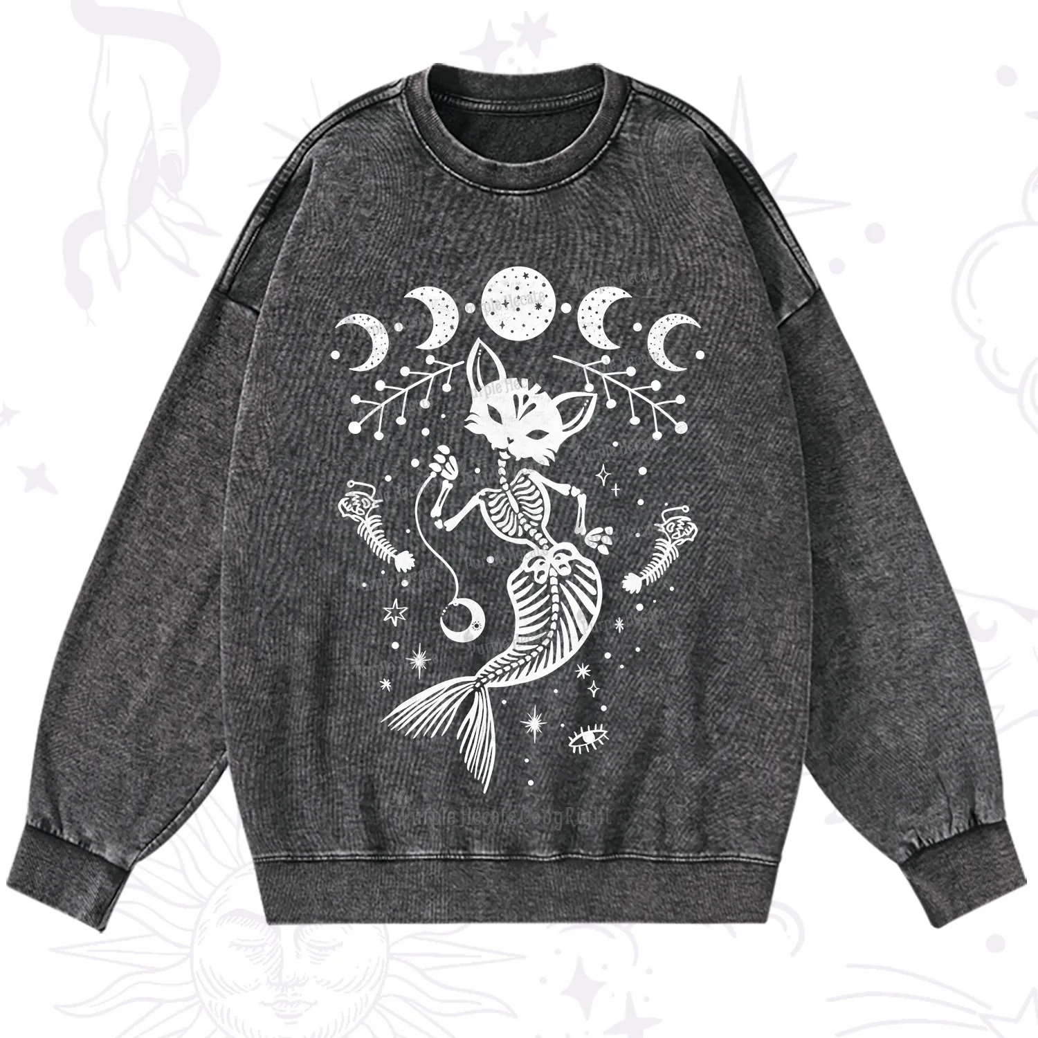 Purplehecate Purr-maid Tales Washed Sweatshirt