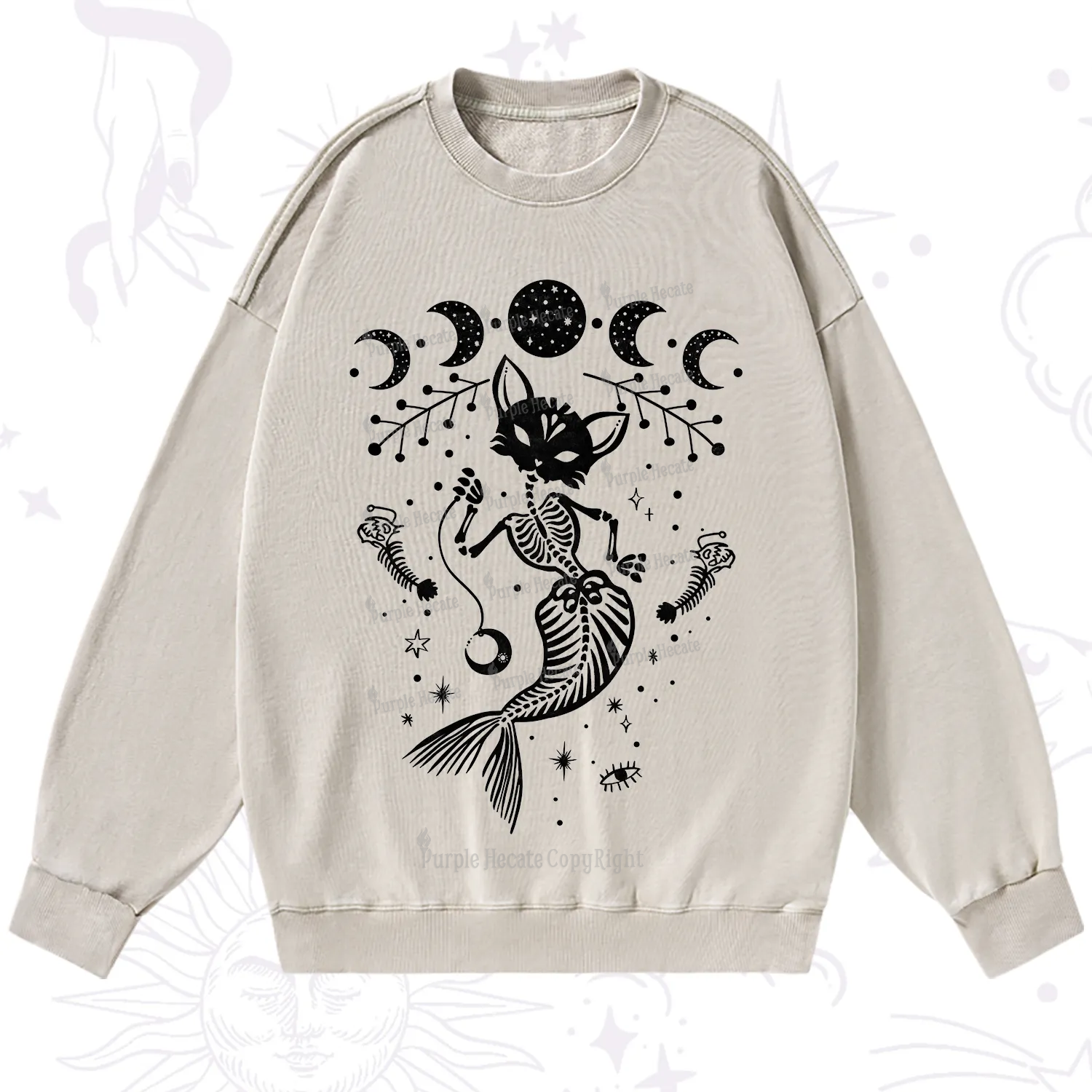 Purplehecate Purr-maid Tales Washed Sweatshirt