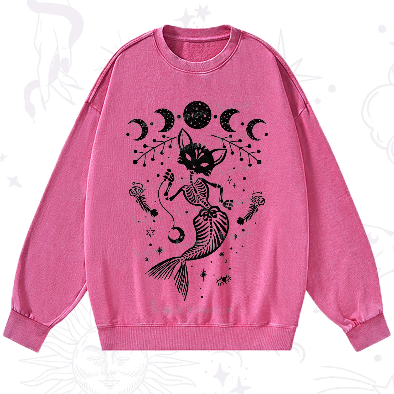 Purplehecate Purr-maid Tales Washed Sweatshirt