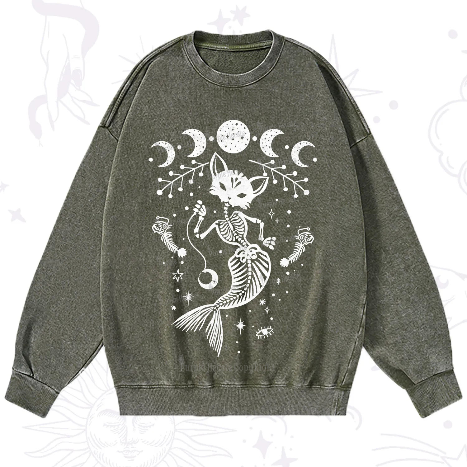 Purplehecate Purr-maid Tales Washed Sweatshirt