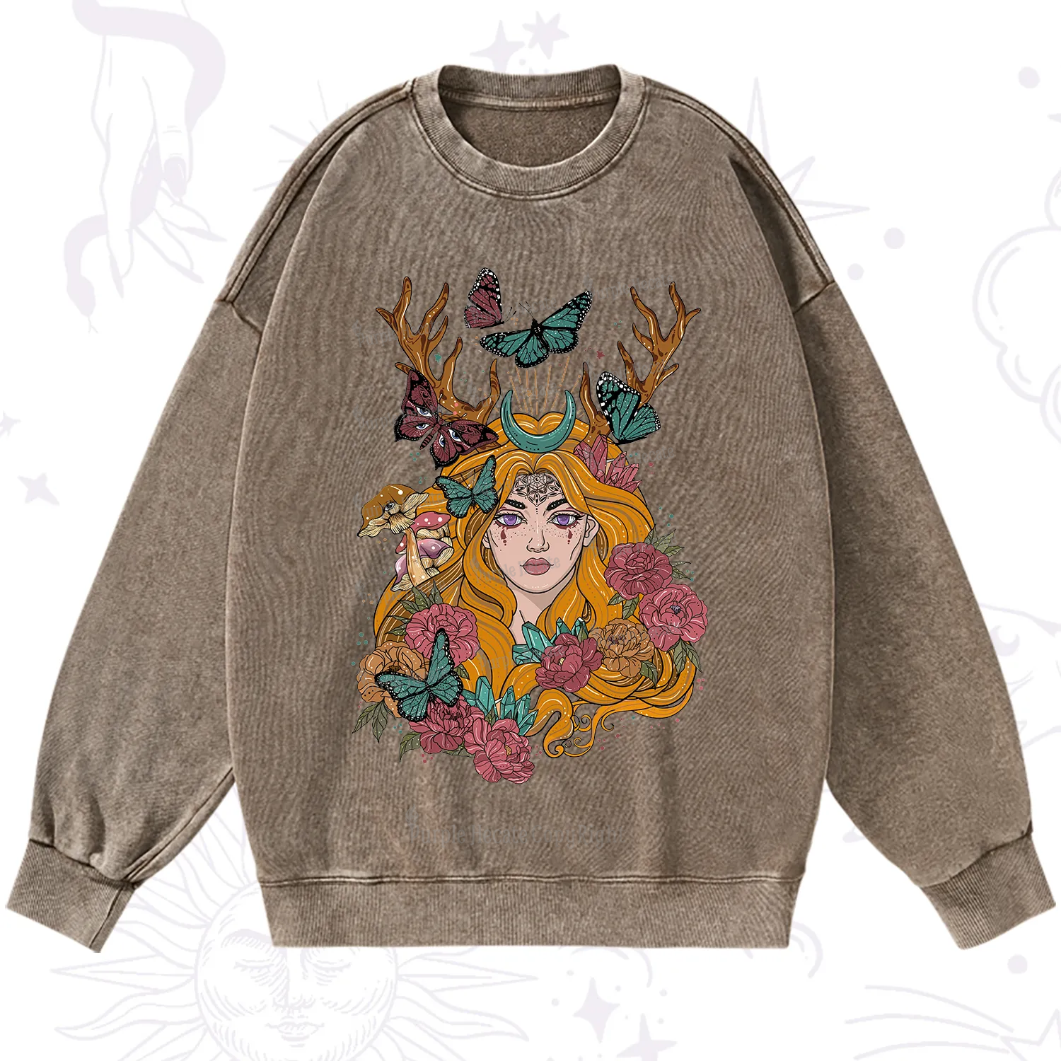 Purplehecate Butterfly Flutter Washed Sweatshirt