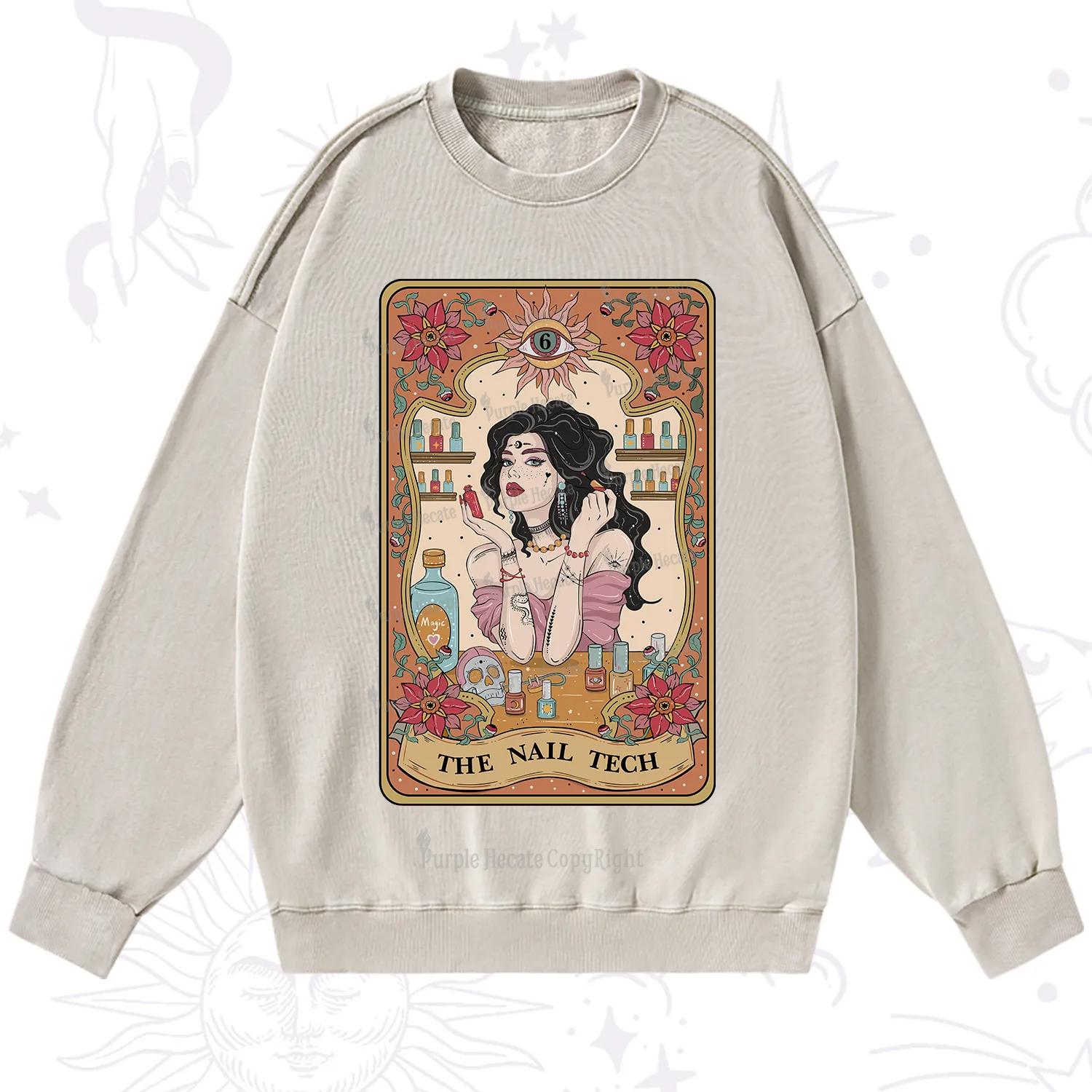 Purplehecate The Nail Tech Tarot Washed Sweatshirt