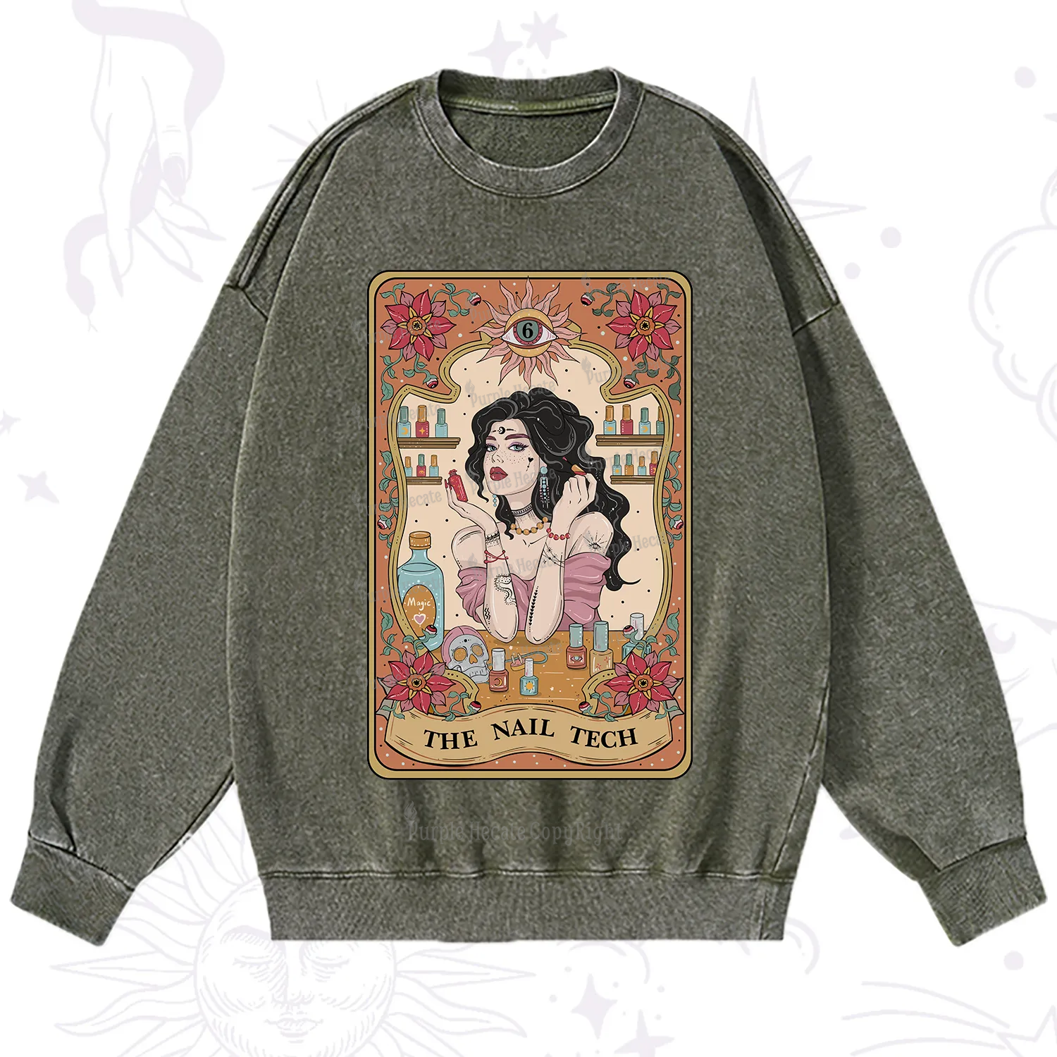 Purplehecate The Nail Tech Tarot Washed Sweatshirt