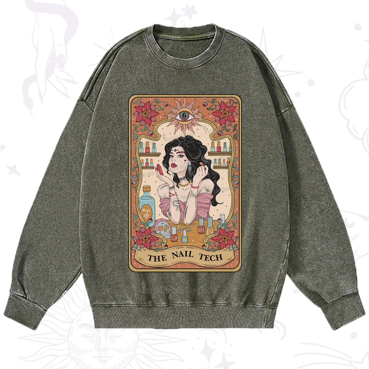 Purplehecate The Nail Tech Tarot Washed Sweatshirt