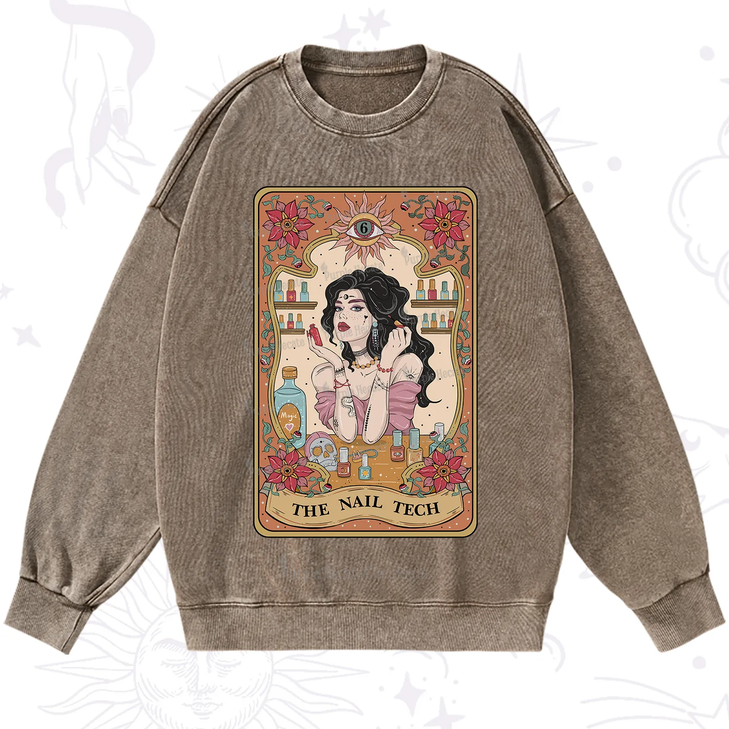 Purplehecate The Nail Tech Tarot Washed Sweatshirt