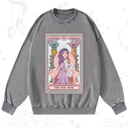 Purplehecate The Cute Dog Mom Tarot card Washed Sweatshirt