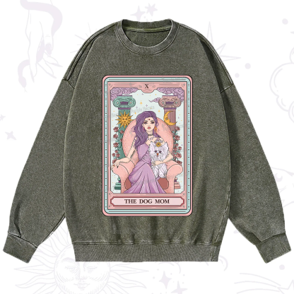 Purplehecate The Cute Dog Mom Tarot card Washed Sweatshirt