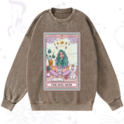 Purplehecate The Divine Dog Mom Tarot Card Washed Sweatshirt