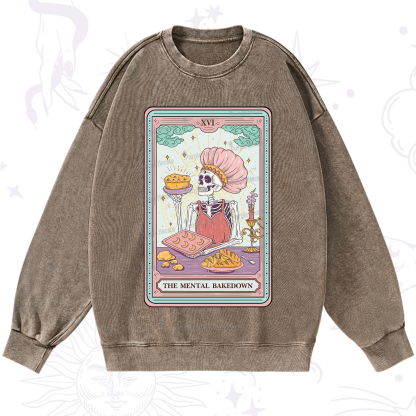 Purplehecate The Mental Bake Down Skeleton Tarot Card Washed Sweatshirt