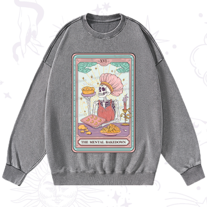 Purplehecate The Mental Bake Down Skeleton Tarot Card Washed Sweatshirt