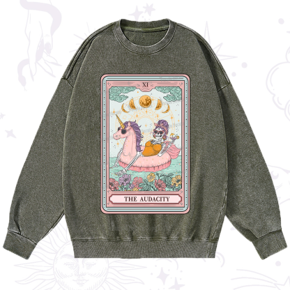 Purplehecate The Audacity Skeleton Tarot Card Washed Sweatshirt