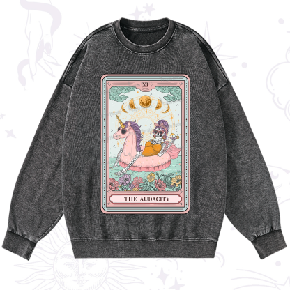 Purplehecate The Audacity Skeleton Tarot Card Washed Sweatshirt